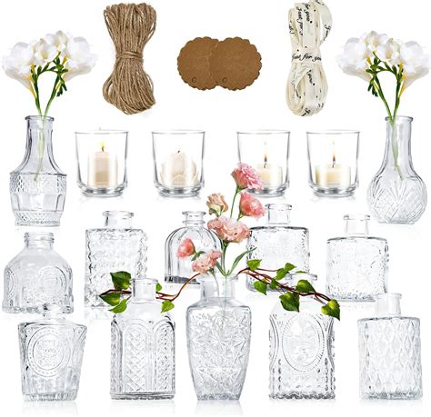 Amazon.com: 16PCS Glass Bud Vases Bulk,Vases for Centerpieces, Clear ...