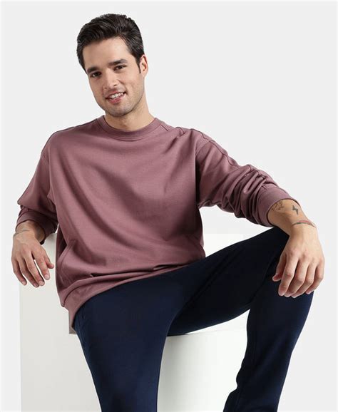 Buy Super Combed Cotton Rich Pique Sweatshirt With Ribbed Cuffs - Rose ...