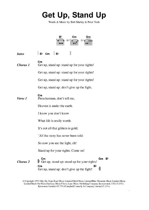 Get Up, Stand Up by Bob Marley - Guitar Chords/Lyrics - Guitar Instructor