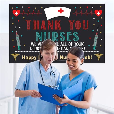Buy Nurse Appreciation Week Banner Backdrop Decorations - Happy ...