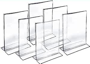 HCS Acrylic Sign Holder 4x6 Inch (Pack of 4) - T-Shape Double-Sided ...