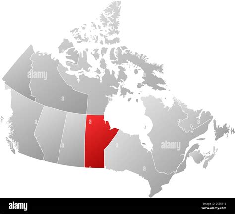 Map of Canada with the provinces, filled with a linear gradient, Manitoba is highlighted Stock ...