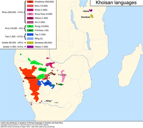 Map of the Khoisan ‘click’ languages - the... - Maps on the Web