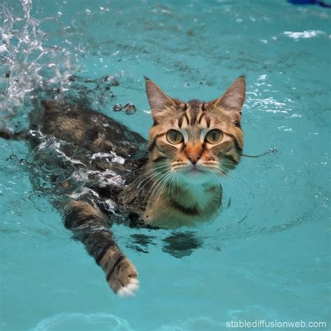 Swimming Cat Image | Stable Diffusion Online