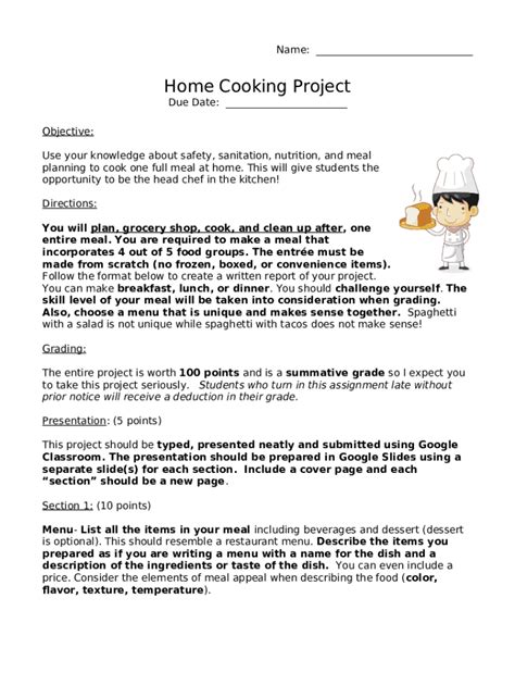 Image result for Cooking Project