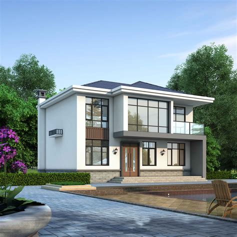 qh2077农村现代风格自建房设计图纸11.4x9.
