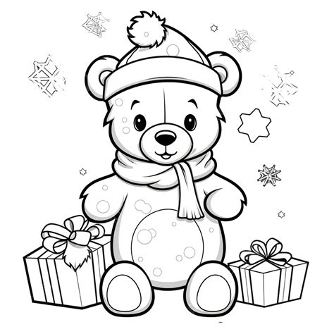 Christmas Bear Coloring Page