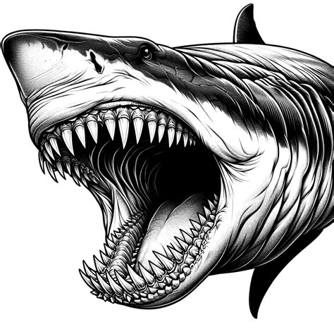 Megalodon with mouth open coloring page Lulu Pages