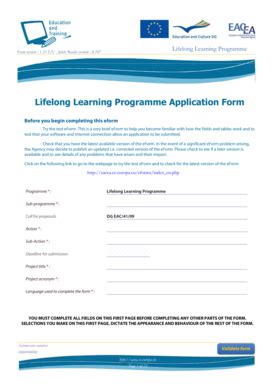 Lifelong Learning Programme Application Form - Blank Fillable Template ...