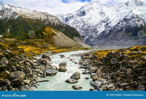 Valley, Aoraki/Mount Cook National Park, New Zealand Stock Photo ...