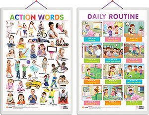 Gift Pack Of 2 Action Words And DAILY ROUTINE Charts | Wall Posters For ...