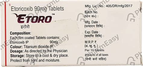 Etoro 90 MG Tablet (10): Uses, Side Effects, Price & Dosage | PharmEasy