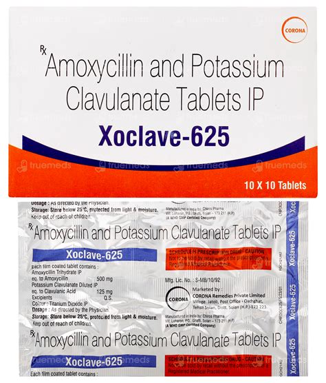 Xoclave 625 Mg Tablet 10 - Uses, Side Effects, Dosage, Price | Truemeds