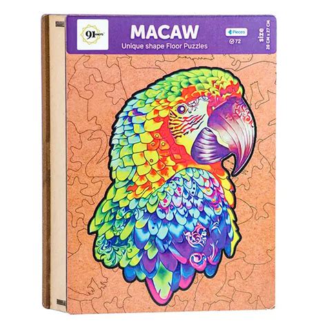 Macaw Unique Shapes Wooden Puzzles 72 pieces 6+ Age – Mini Leaves