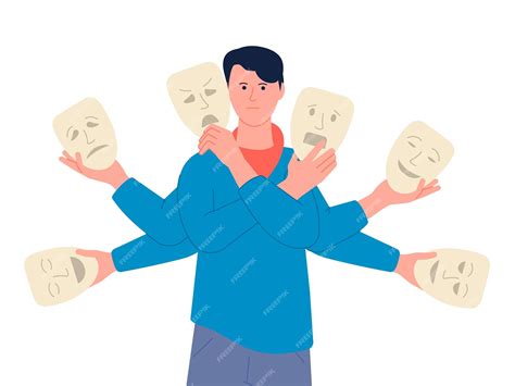 Premium Vector | Fake emotions face mask changing person various ...