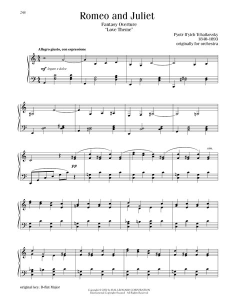Romeo And Juliet (Love Theme) by Pyotr Il'yich Tchaikovsky Sheet Music ...