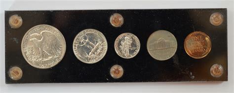 1941 PROOF SET: 5 Coin - Half Dollar, Quarter, Dime, Nickel, Cent ...