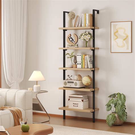 Airynee Ladder Bookshelf, 5 Tier Book Shelf, Wall Mount India | Ubuy