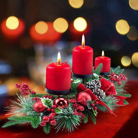 YULETIME 28" Christmas Triple Candelabrum, Holiday Candle Holder with ...