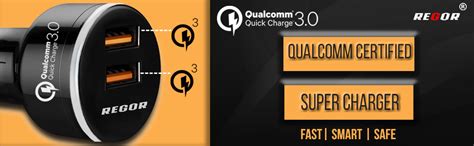 Regor Qualcomm Certified,Quick Charge 3.0,Dual Port 36Watt Car Charger ...