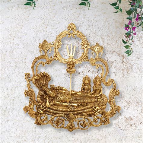 Brass Vishnu Lakshmi (Padmanabha Swamy) Wall Hanging (23 Inch ...
