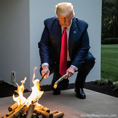 Trump Lighting a Fire | Stable Diffusion Online