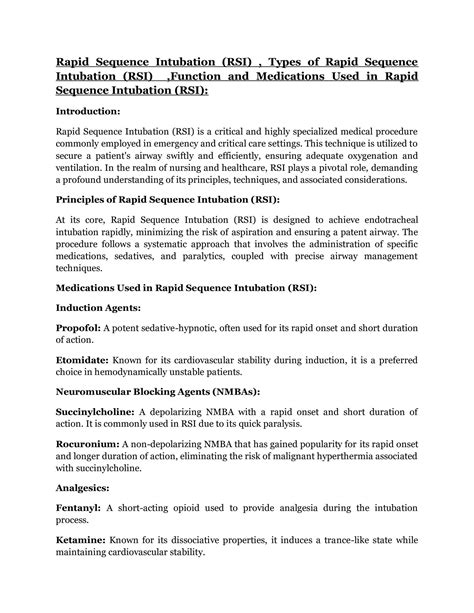 SOLUTION: Rapid sequence intubation rsi types of rapid sequence ...