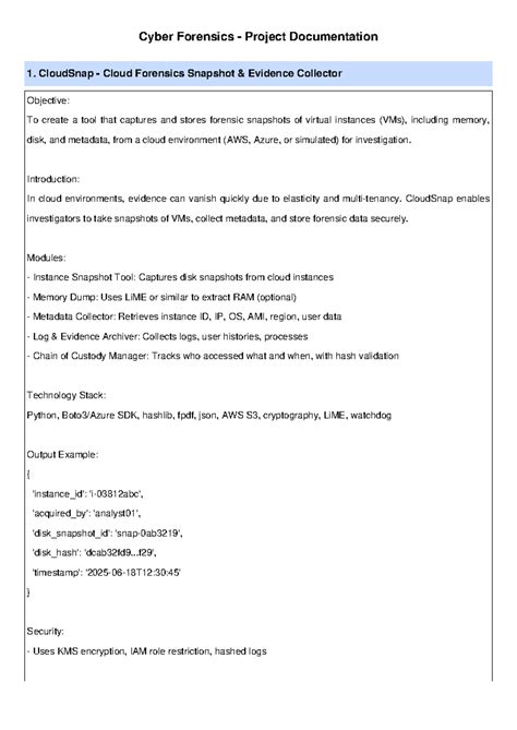 Cyber Forensics Project Documentation: CloudSnap & AIFense Overview ...