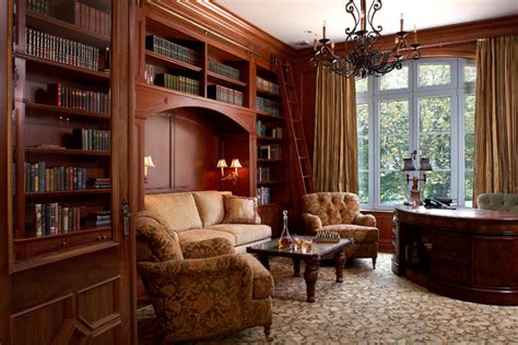 Traditional Home Library Design 的图像结果