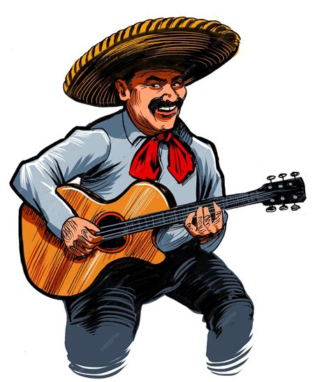 Premium Photo | Mexican playing guitar Handdrawn illustration