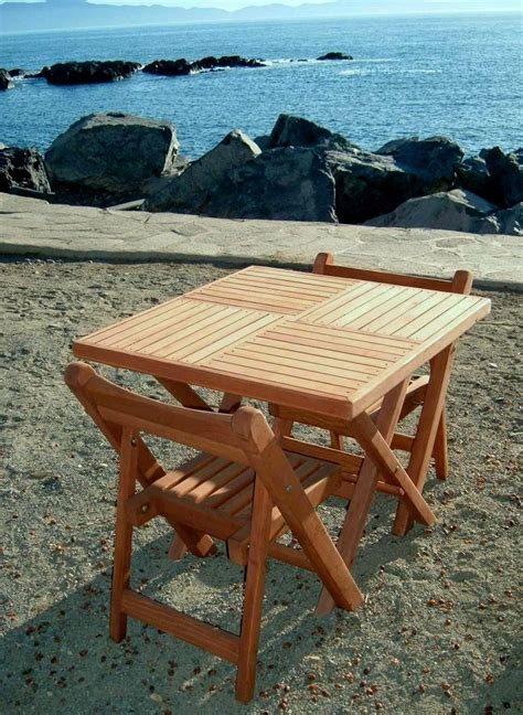 Square Wooden Folding Table with Two Folding Chairs