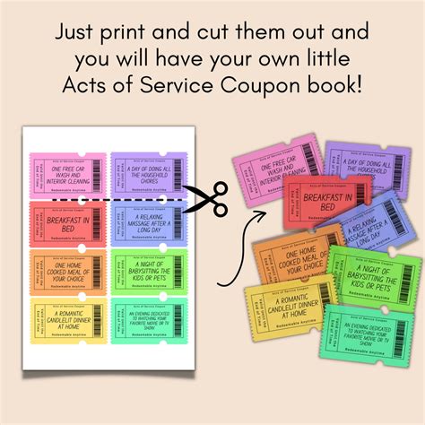 40 Printable Acts of Service Love Coupons, Couple Coupons, Valentines ...