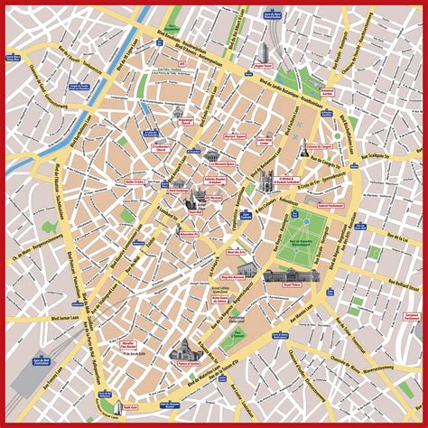 Brussels attractions map - Map of Brussels belgium attractions (Belgium)