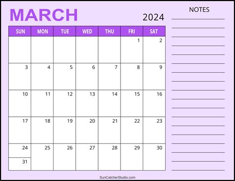 March 2022 Calendar Printable Landscape