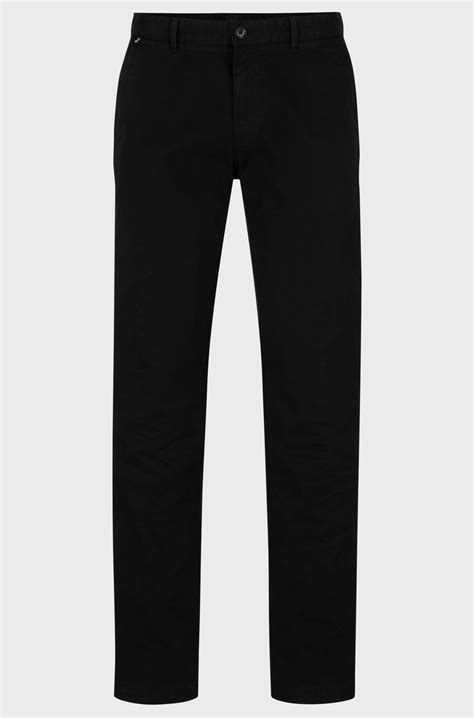 BOSS - Regular-fit chinos in stretch-cotton gabardine - Black