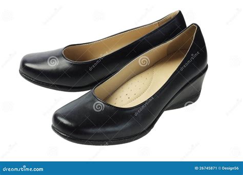 Women S Black Leather Shoes Stock Image - Image of close, girl: 26745871