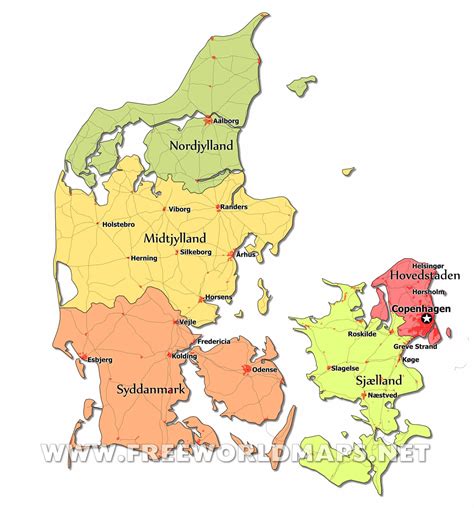 Detailed Political Map Of Denmark Ezilon Maps
