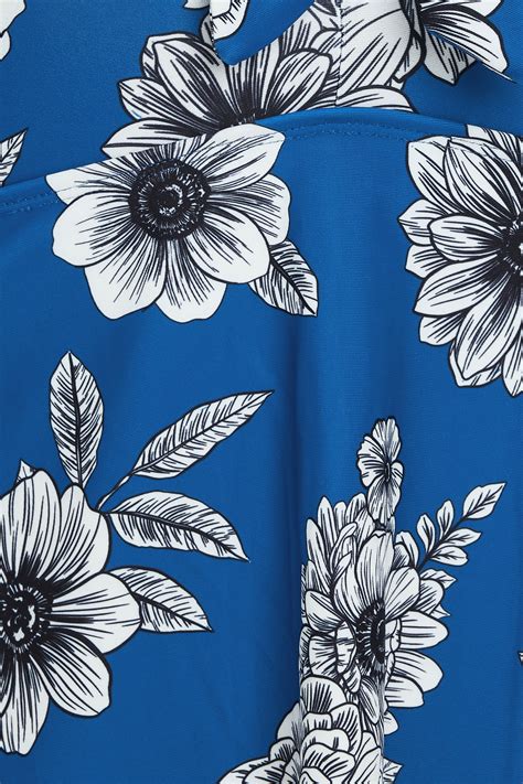 YOURS Plus Size Blue Floral Print Tummy Control Swim Dress | Yours Clothing