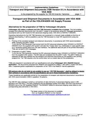 Fillable Online VOLKSWAGEN AG Implementation Guidelines VOLKSWAGEN AG ...