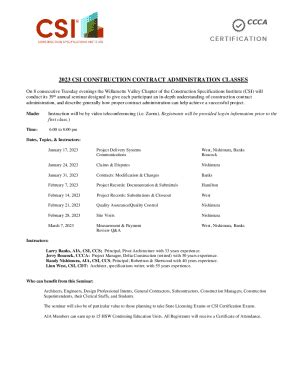 Fillable Online 2023 Csi Construction Contract Administration Classes ...