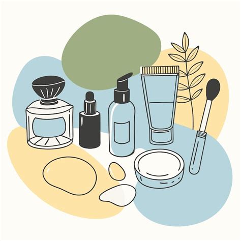 Premium Vector | A drawing of various cosmetics and makeup products