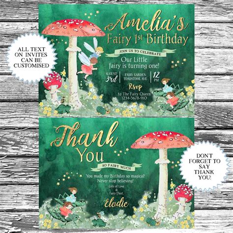 Fairy First Birthday Invitation, Fairies 1st Birthday Invite ...