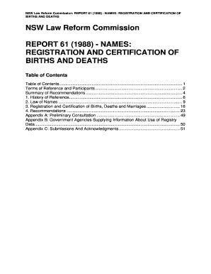 Fillable Online Report 61: Names - Registration and Certification of ...