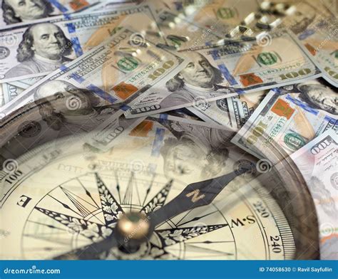 Collage with Compass Dollar Bills and Credit Card Stock Photo - Image ...