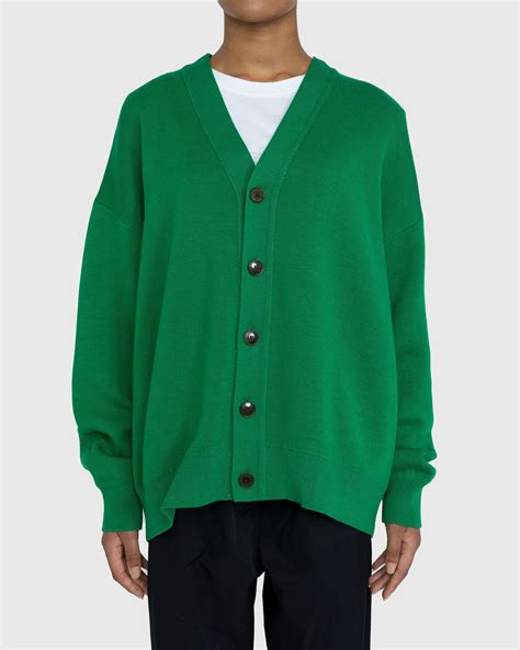 Acne Studios – Wool Blend V-Neck Cardigan Sweater Electric Green ...