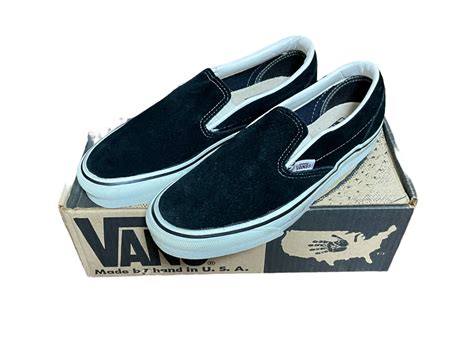 90'S VANS CLASSIC SLIP-ON black suede made in usa (size:7h)bs-013 ...