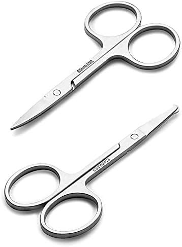 INOG Curved and Rounded Facial Hair Scissors for Men - Mustache, Nose ...
