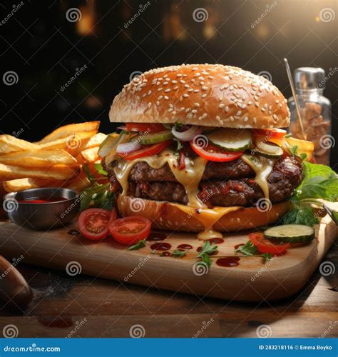 America S National Dish, Hamburger. Dish Close-up. Generative AI Stock ...