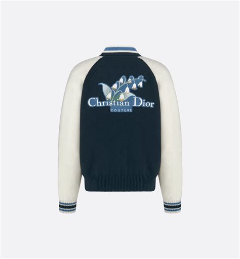 Christian Dior Couture Lily of the Valley College-Cardigan Jersey aus Filzwolle in Blau und ...