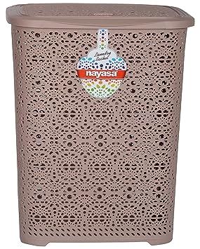 Nayasa Flower Multipurpose Plastic Laundry Basket - Brown : Amazon.in ...